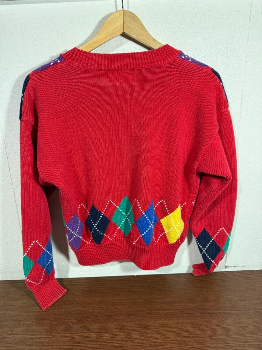 90’s Primary Argyle Cardigan Women’s Medium - Picture 4 of 4